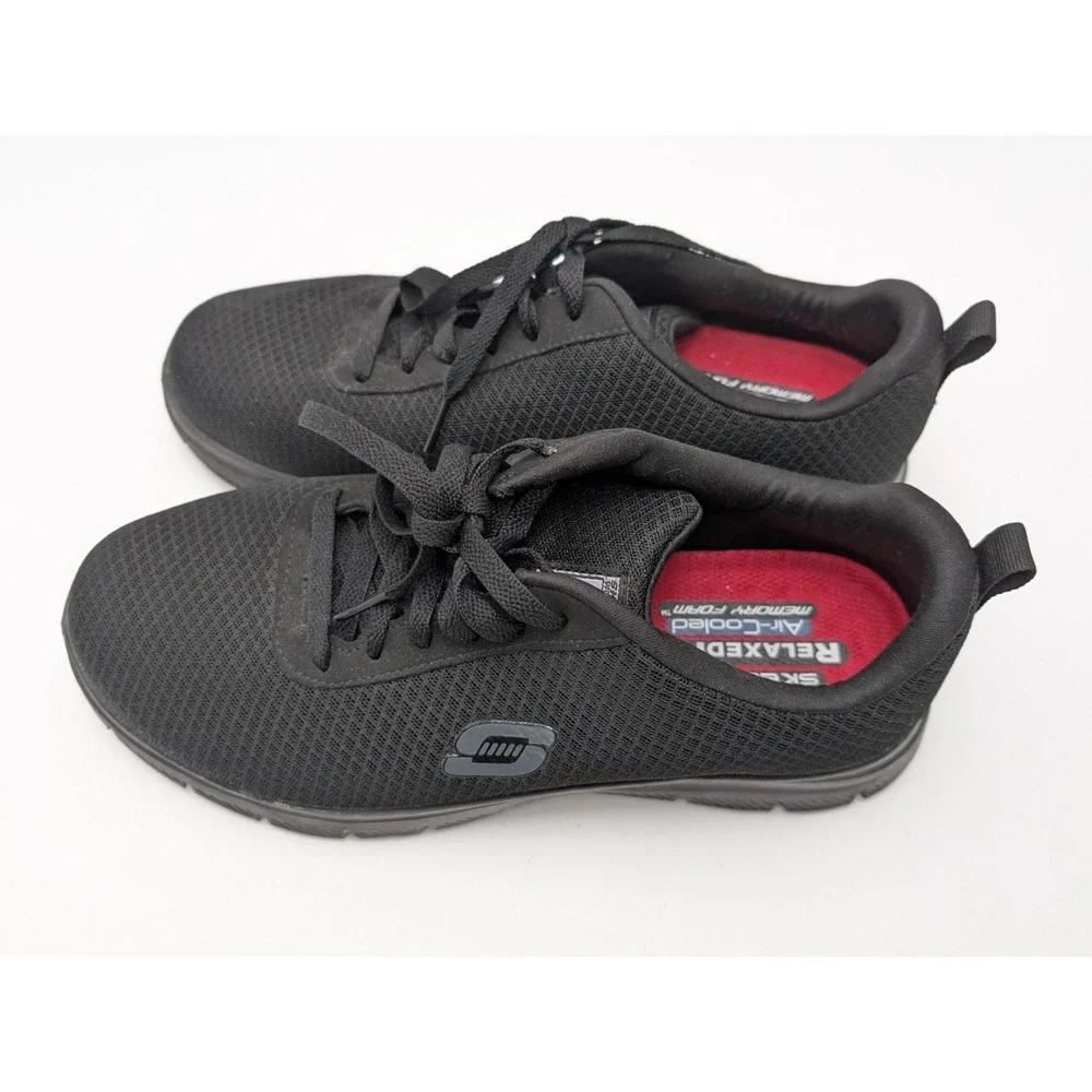 SKECHERS Work Men's Relaxed Cessnock Slip Resistant Black Safety Shoes Size 8.5